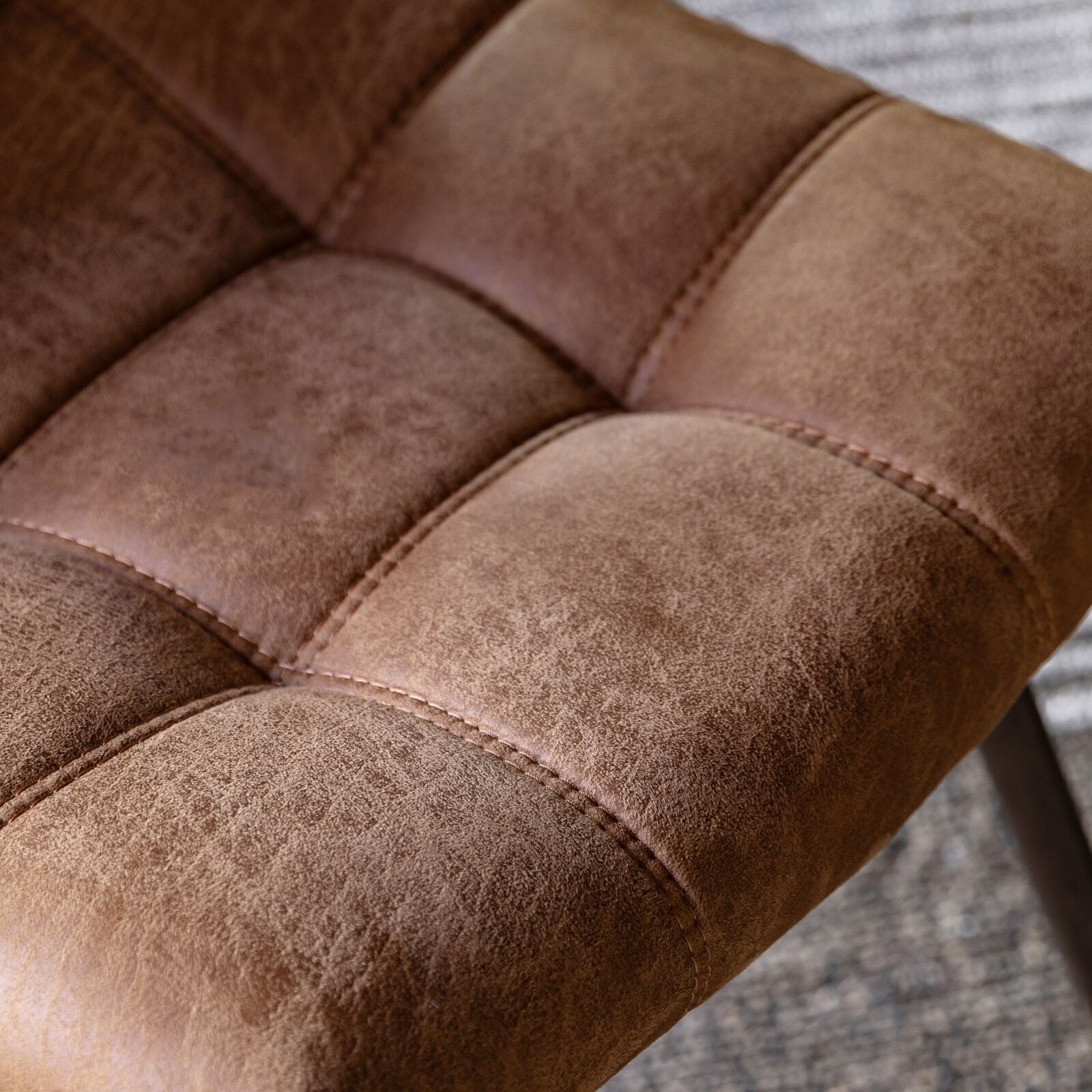 Sigmund set of 2 dining chairs in brown distressed faux leather | MalletandPlane.com