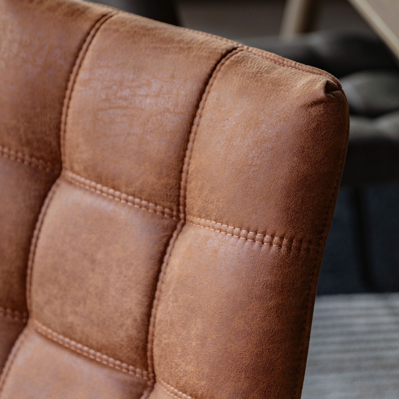 Sigmund set of 2 dining chairs in brown distressed faux leather | MalletandPlane.com