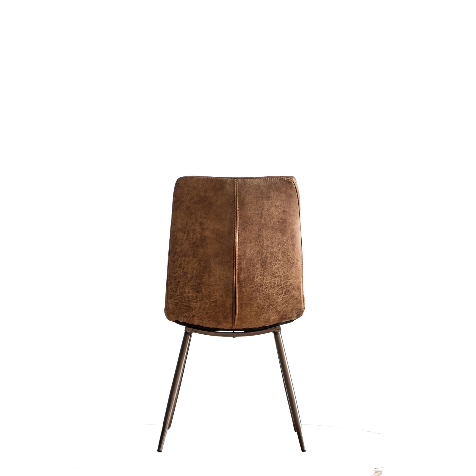 Sigmund set of 2 dining chairs in brown distressed faux leather | MalletandPlane.com