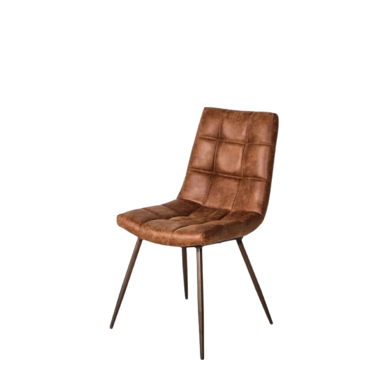 Sigmund set of 2 dining chairs in brown distressed faux leather | MalletandPlane.com