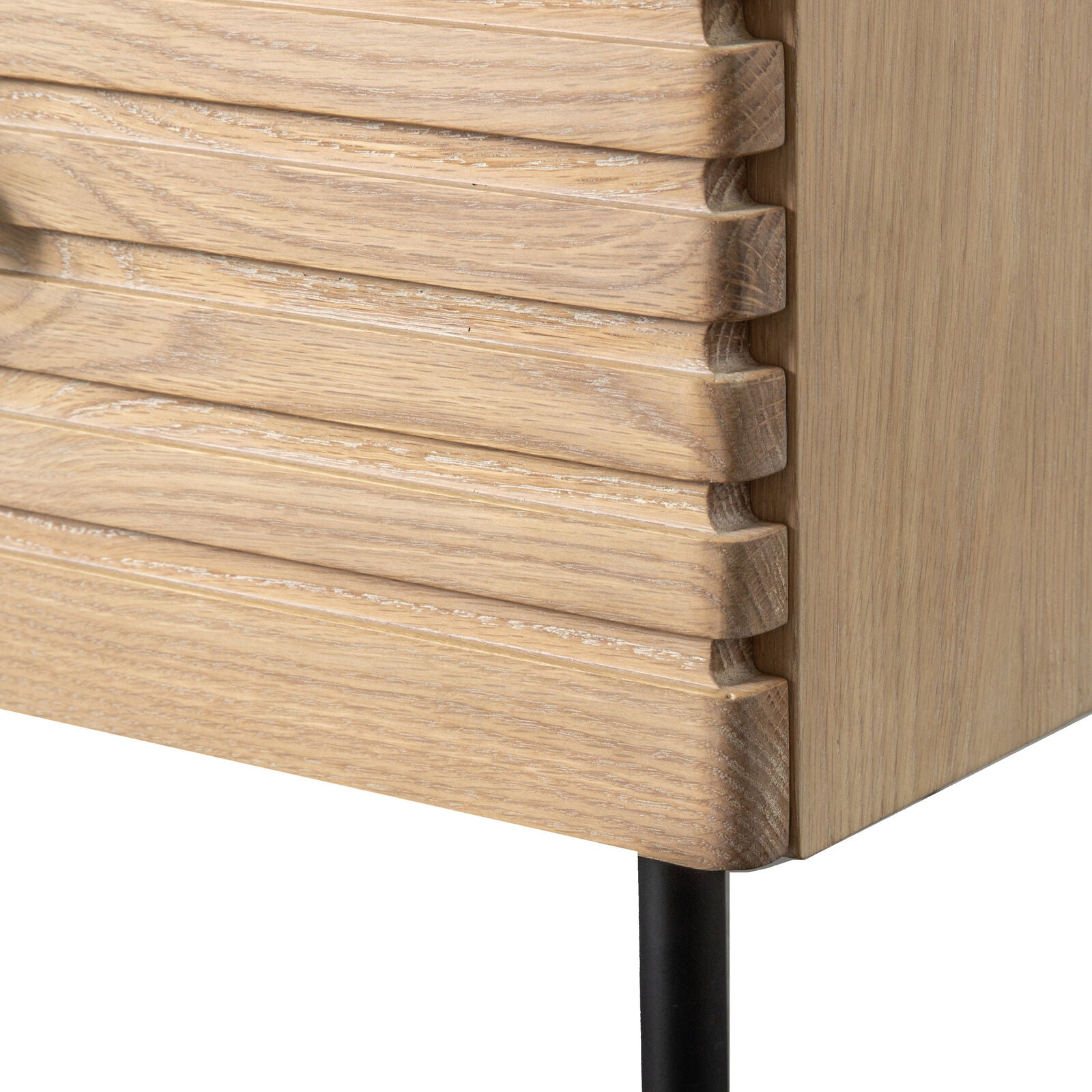 SOJA natural oak chest of 6 Drawers with black metal legs and handles | malletandplane.com