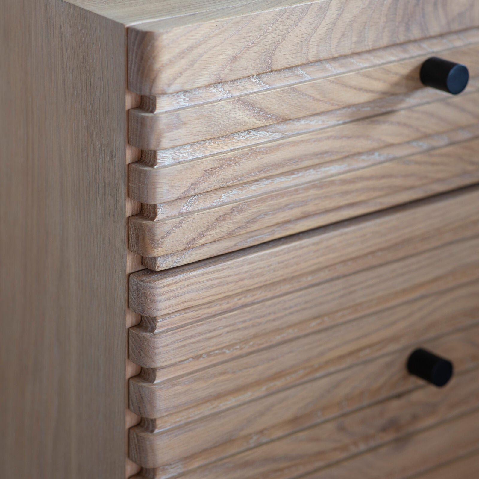 Soja 2 drawer Japandi style bedside table in natural oak finish | malletandplane.com