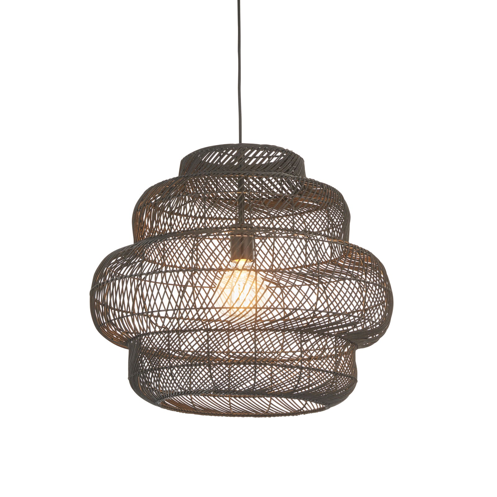 STELLA Black Rattan Statement Pendant Light | malletandplane.com