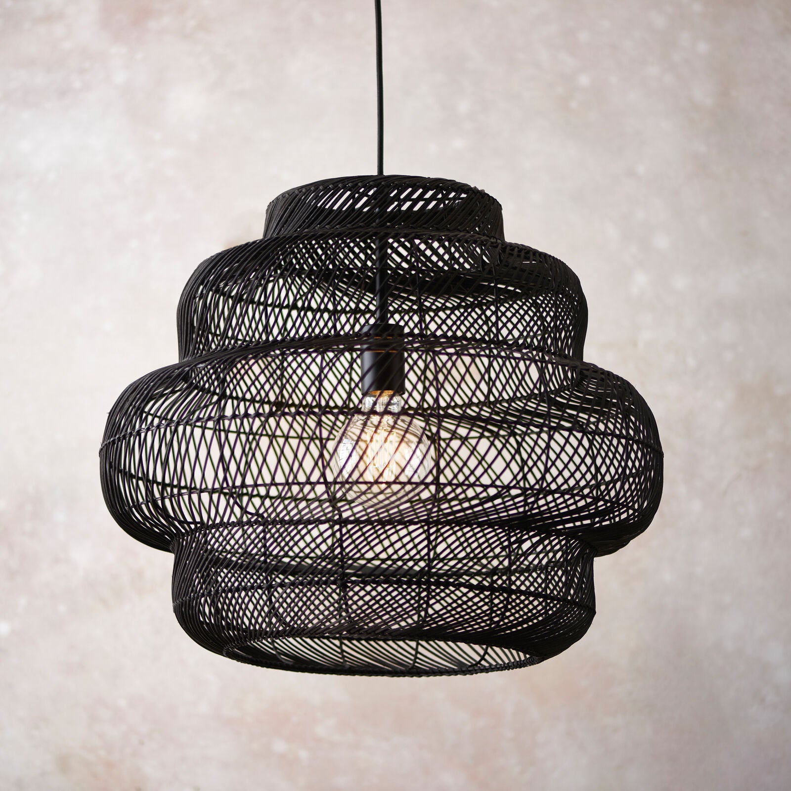 STELLA Black Rattan Statement Pendant Light | malletandplane.com