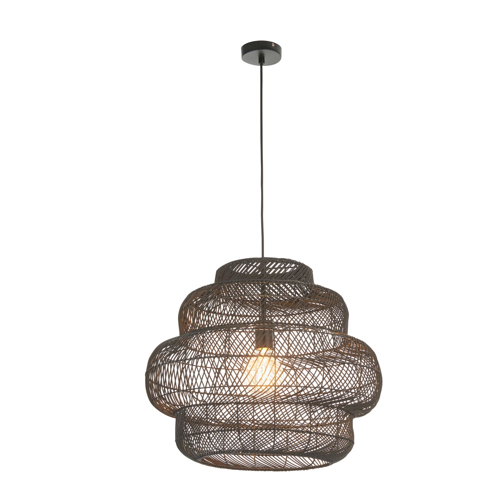 STELLA Black Rattan Statement Pendant Light | malletandplane.com