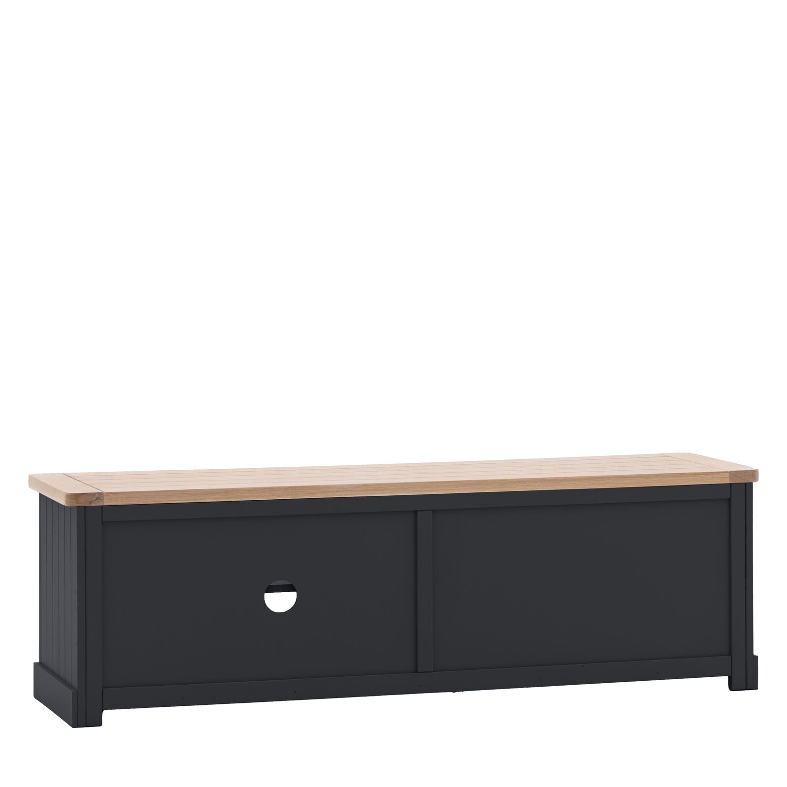 Sven painted TV stand with shelves, cupboard and oak top | malletandplane.com