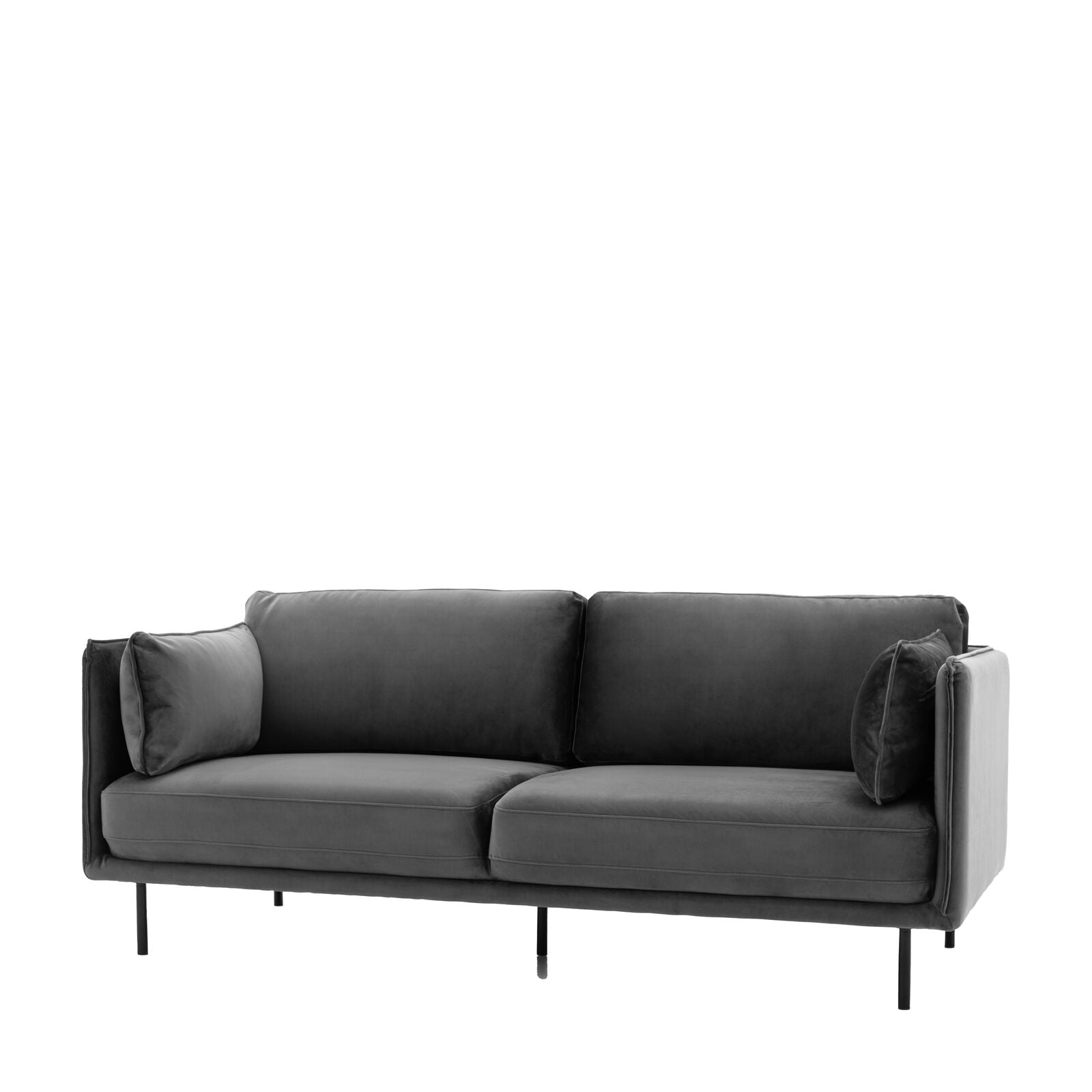 Teddy 3 seat sofa in truffle velvet with black metal legs | malletandplane.com