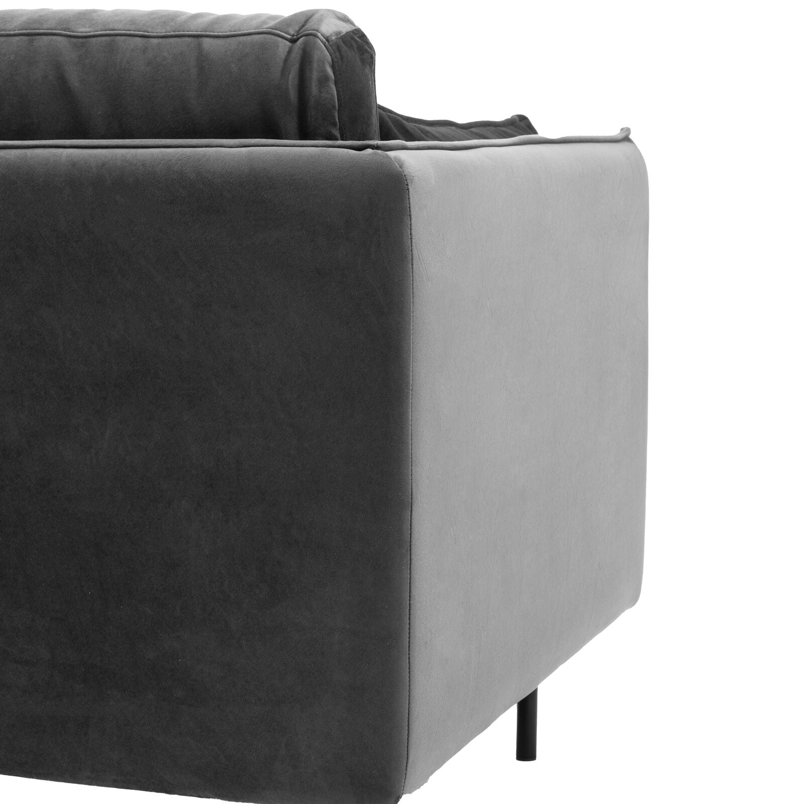 Teddy 3 seat sofa in truffle velvet with black metal legs | malletandplane.com