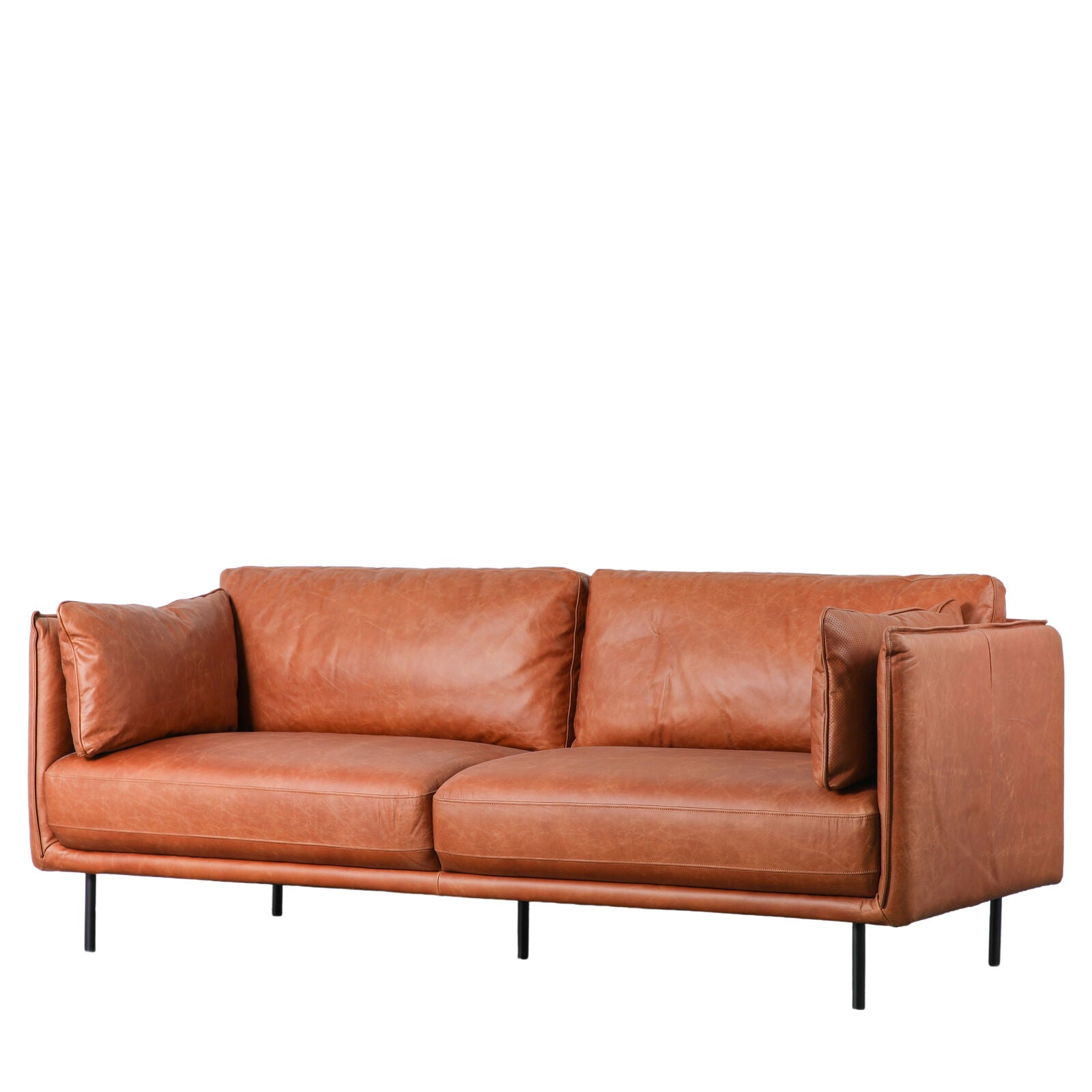 Teddy 3 seater leather sofa with metal legs | malletandplane.com