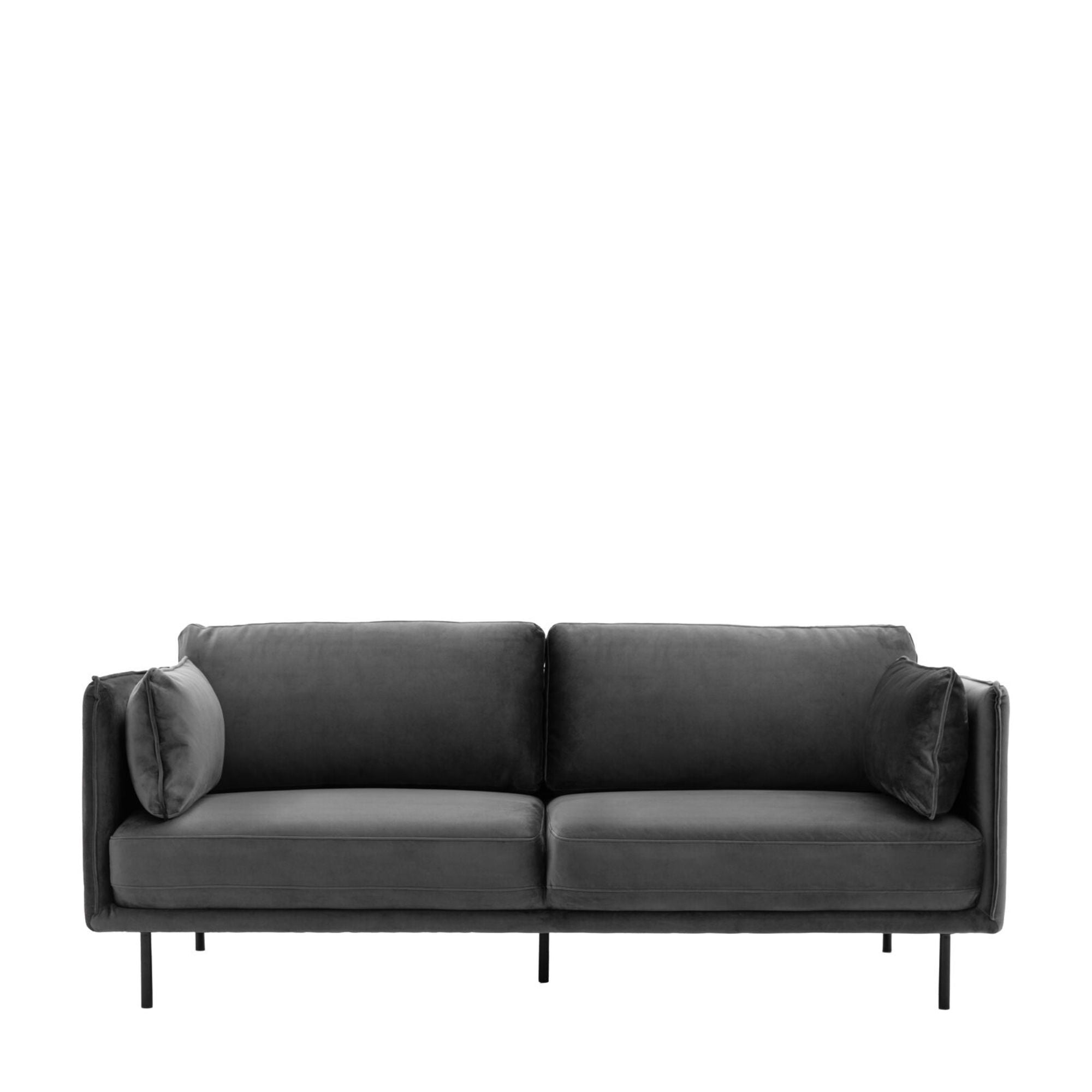 Teddy 3 seat sofa in truffle velvet with black metal legs | malletandplane.com