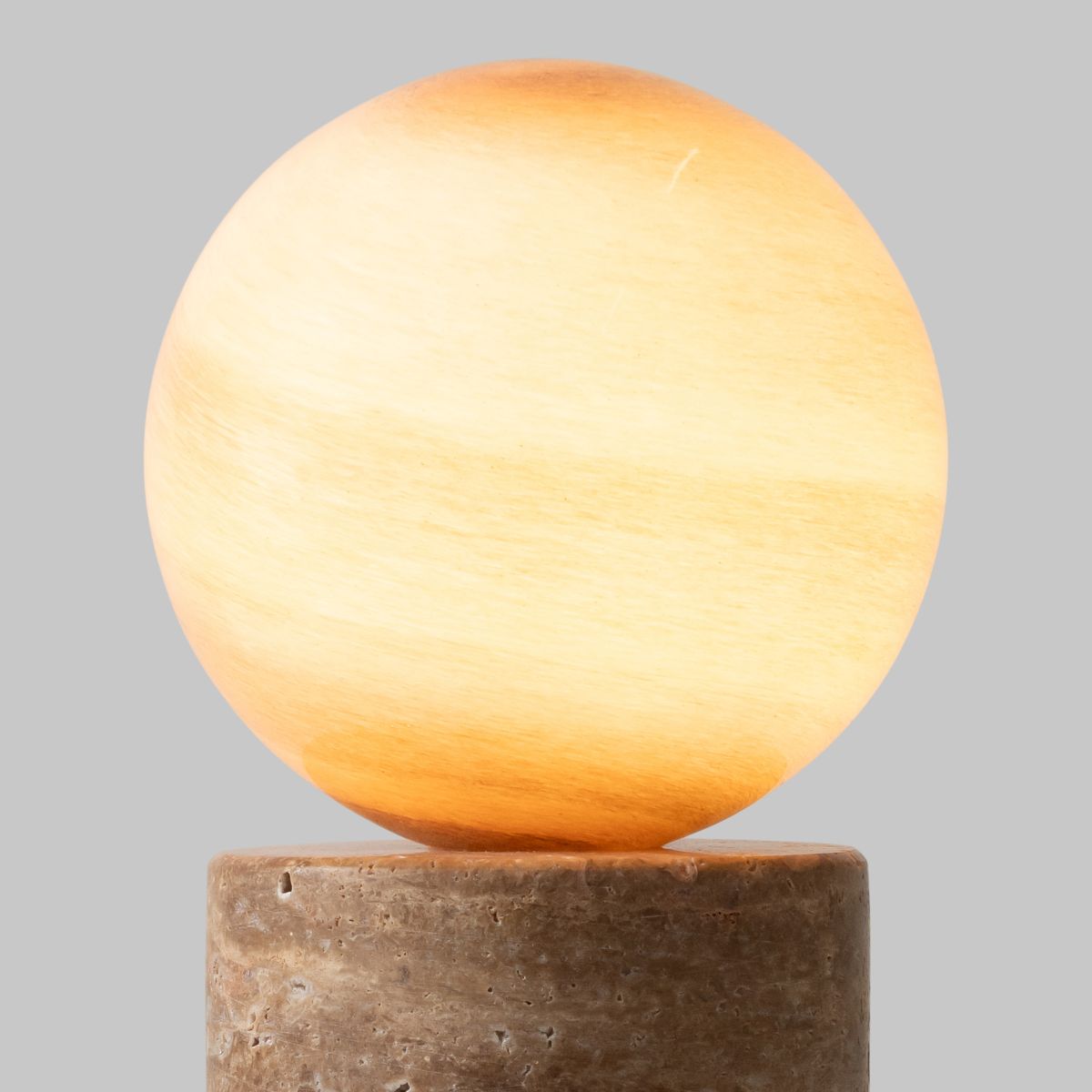 TIVOLI Sand Travertine Table Lamp with Glass Globe