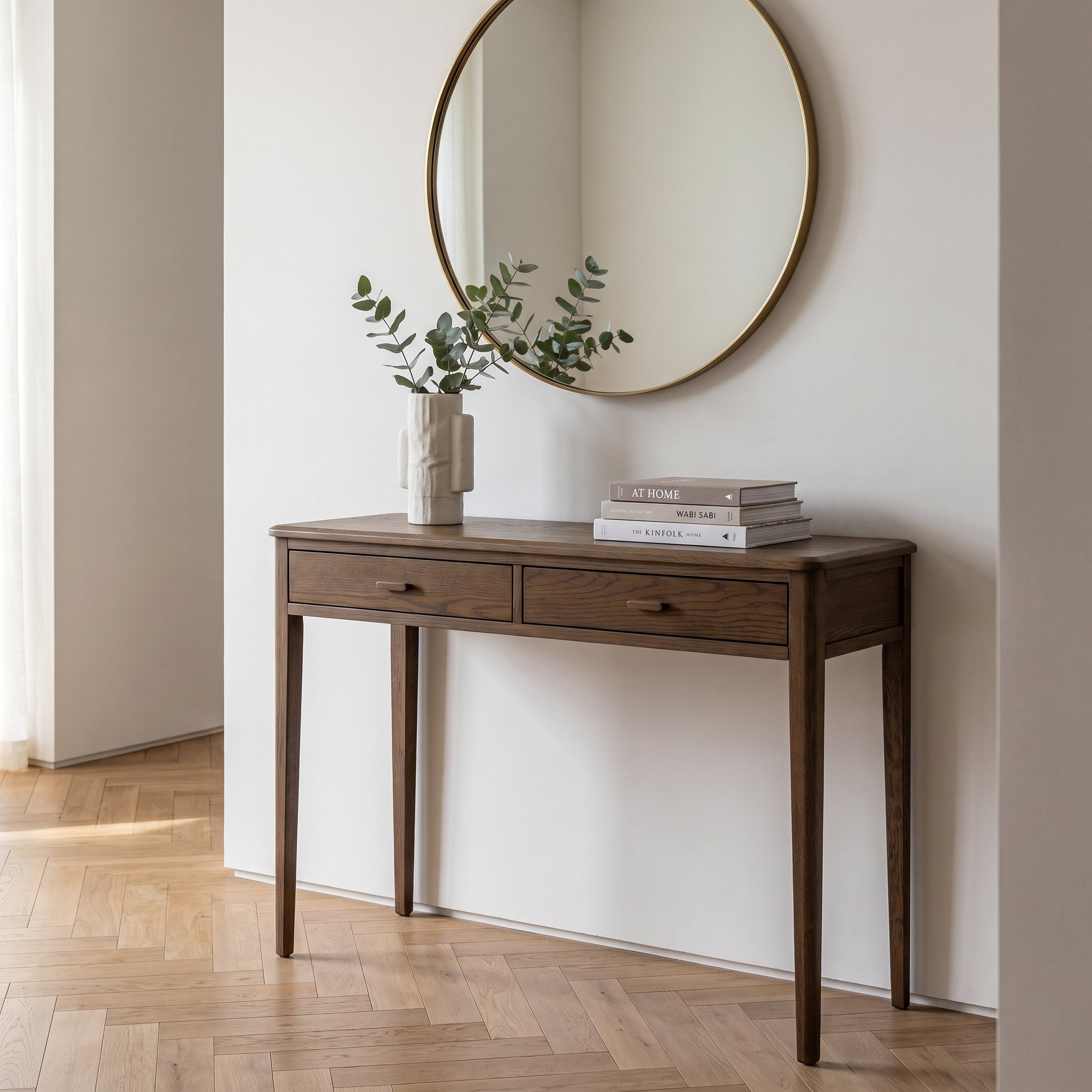 Torsten Walnut Console Table with 2 Drawers
