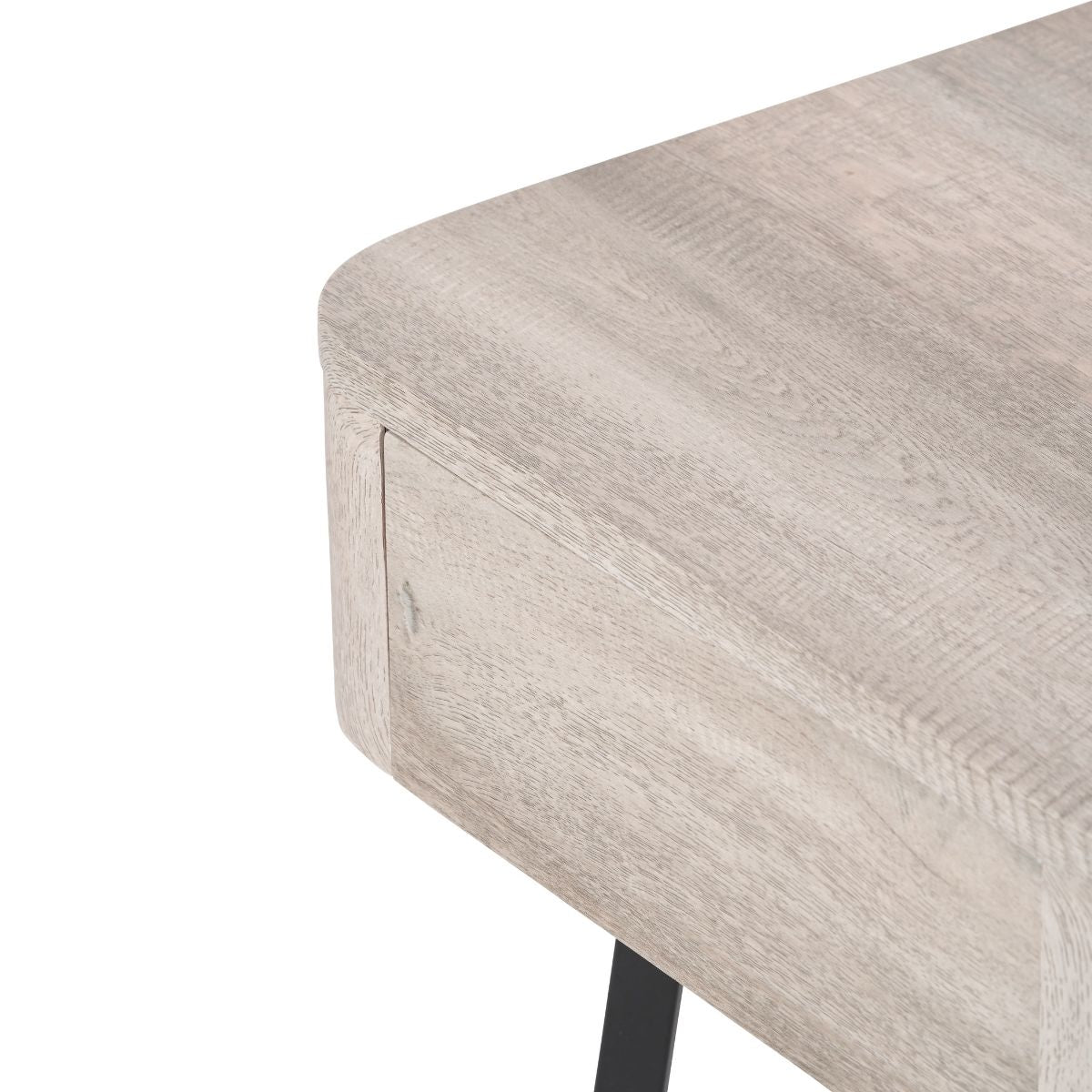 UKIAH Grey Oak & Black Metal Bedside Table | malletandplane.com