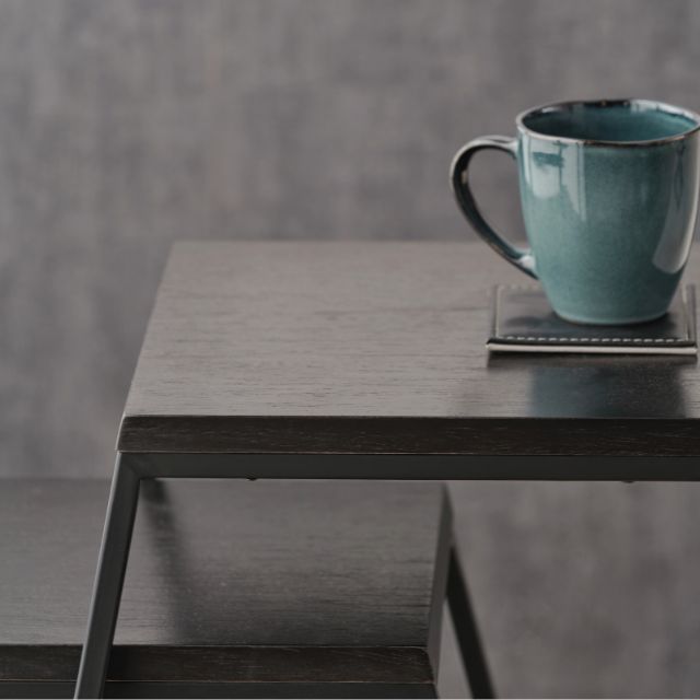 Vidar Side Tables (Set of 2) – Black Ash Veneer & Metal Frame | malletandplane.com