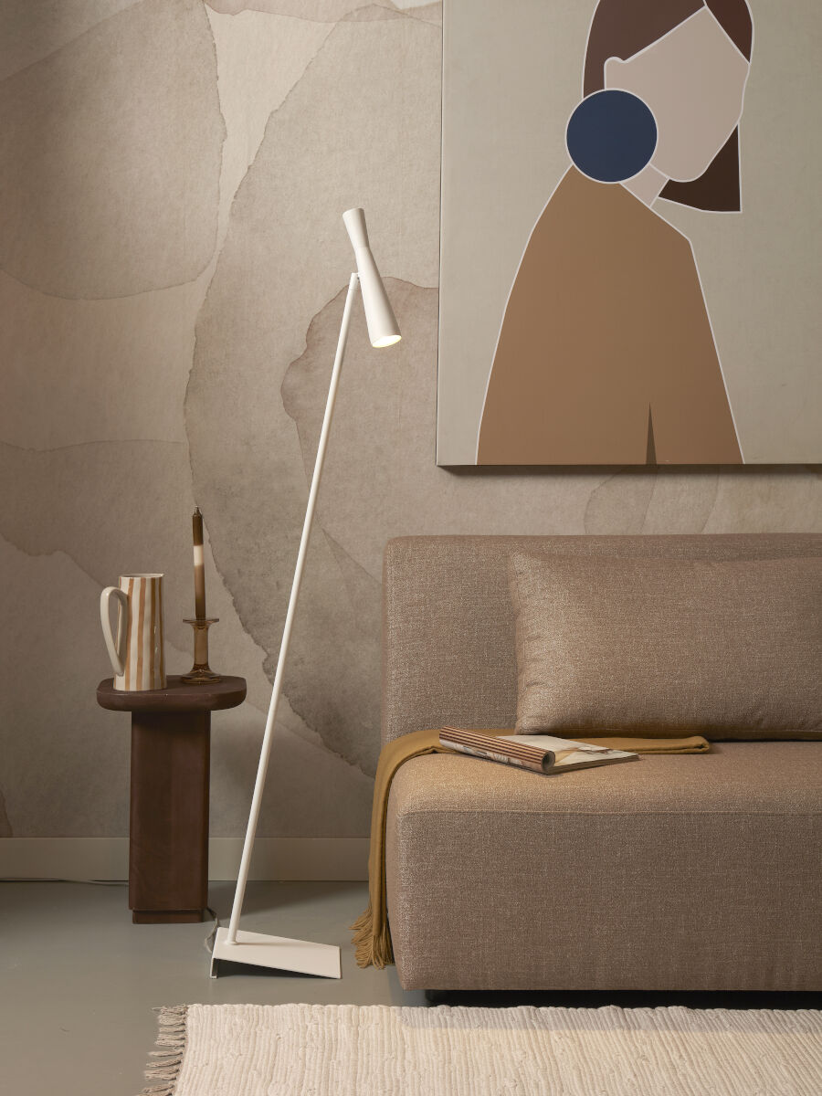 Bordeaux minimalist floor lamp in white metal finish | malletandplane.com