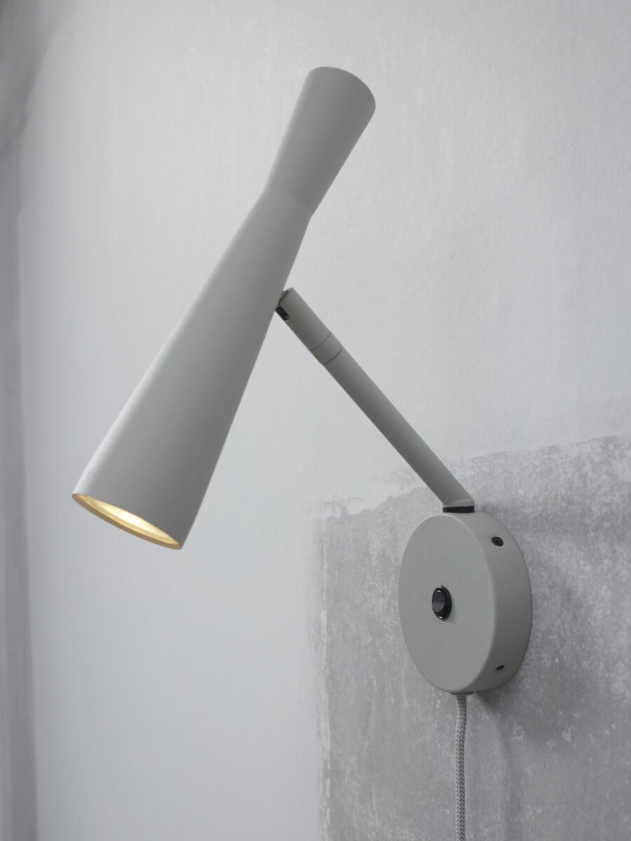 Bordeaux adjustable plug in wall light in grey finish | malletandplane.com