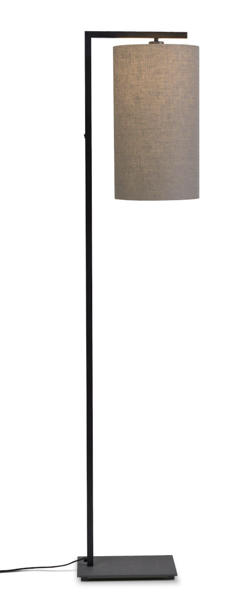 Boston floor lamp in black with dark linen long lampshade | malletandplane.com