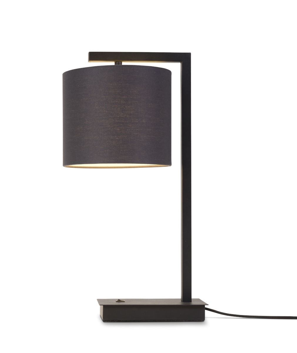 Boston black metal table lamp with black, grey or white shade | malletandplane.com