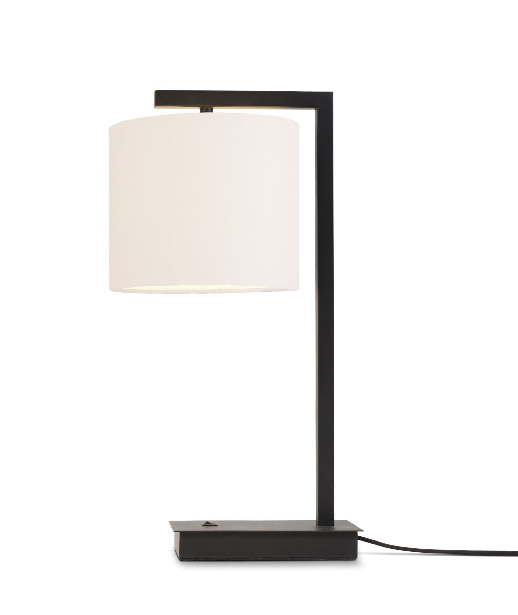 Boston black metal table lamp with black, grey or white shade | malletandplane.com