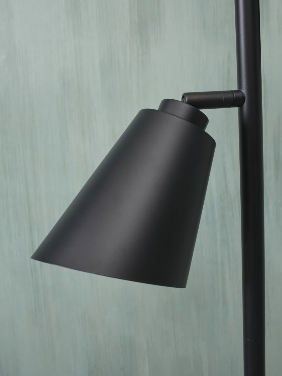 Bremen black metal floor lamp with 2 adjustable shades | malletandplane.com