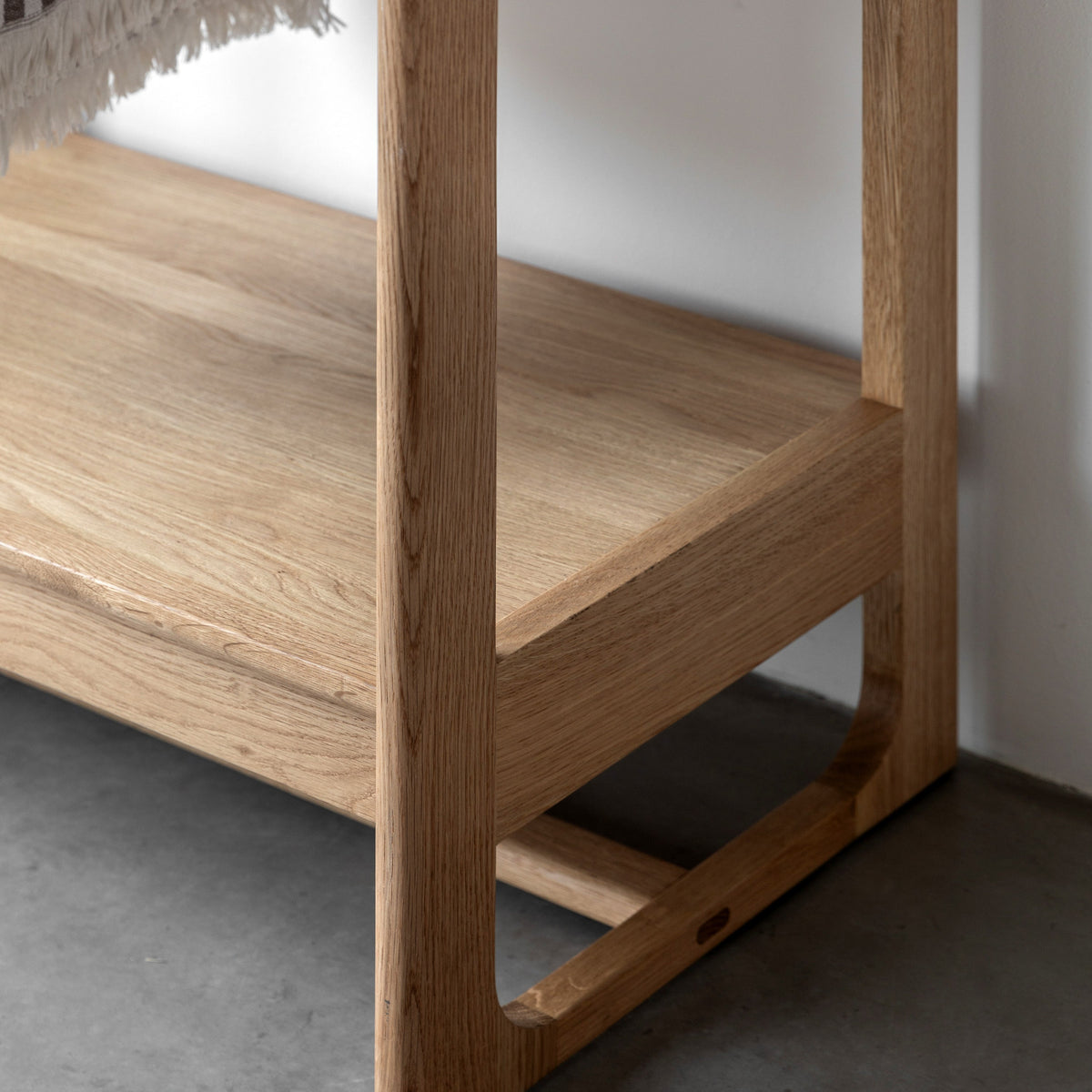 CRAFT natural oak open wardrobe with hanging rail and top and lower shelves