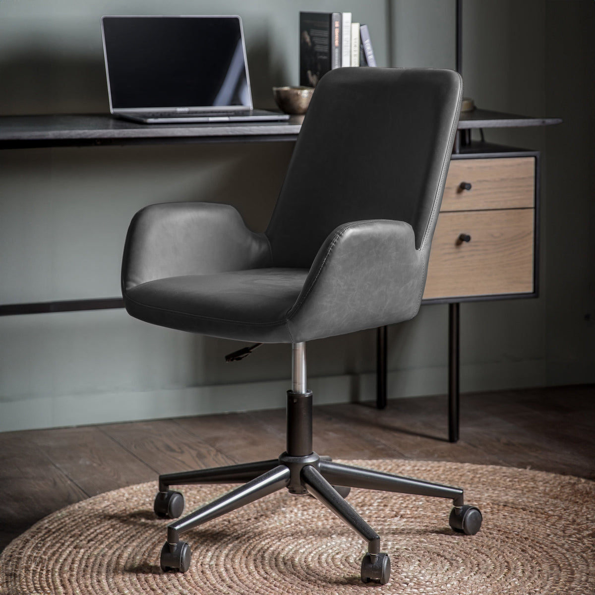FARADAY charcoal swivel desk chair with arms and castor base