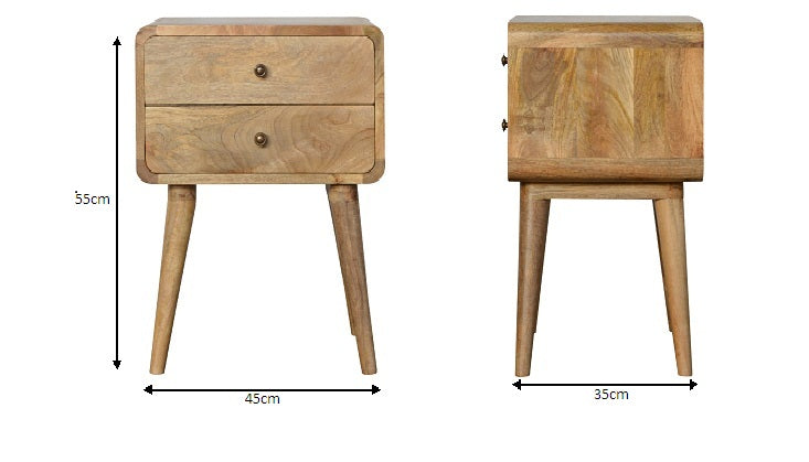 Modal solid wood bedside table with 2 drawers in a natural oak-ish finish | malletandplane.com