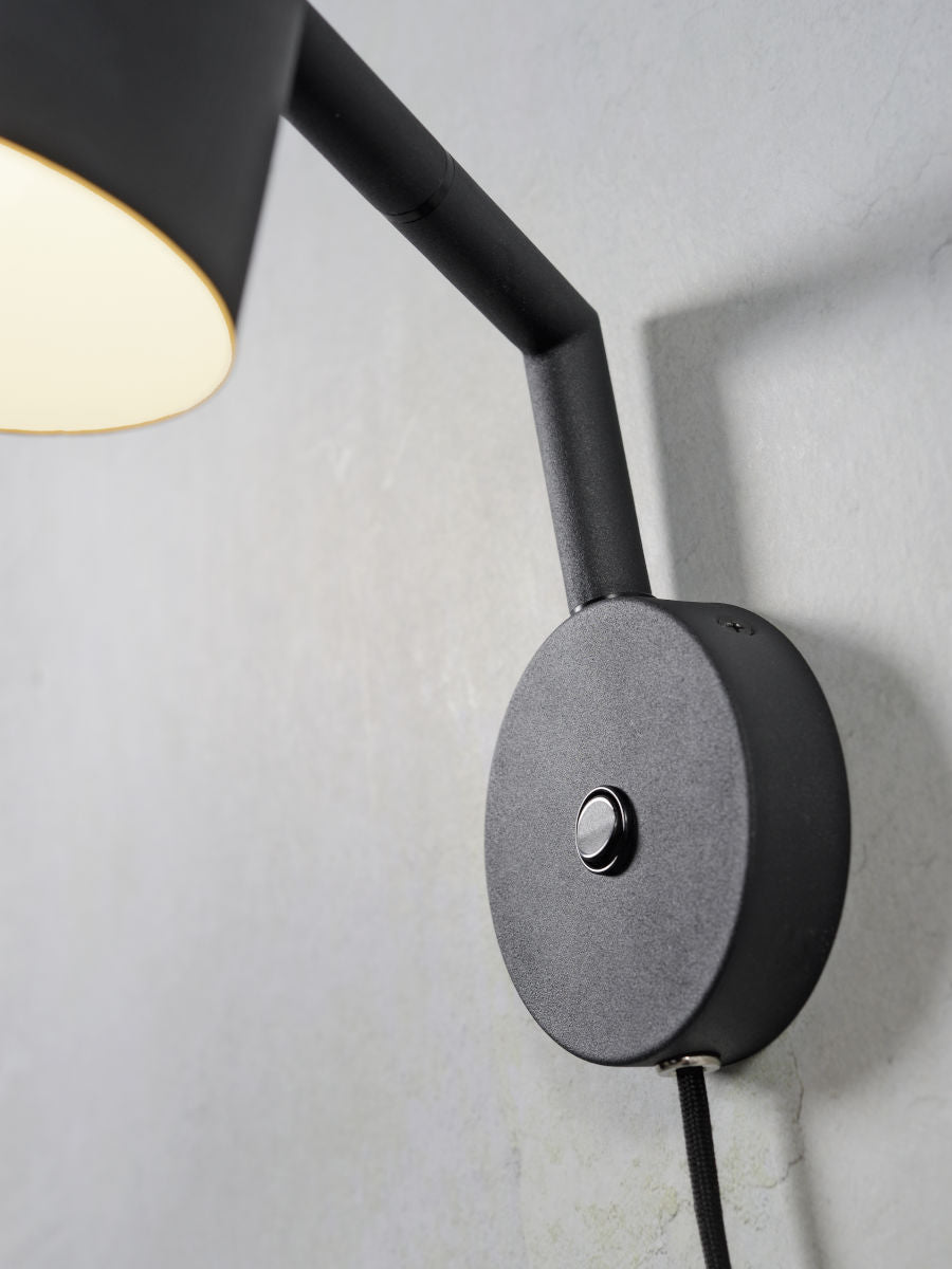 Marseille adjustable wall light in black metal finish | malletandplane.com