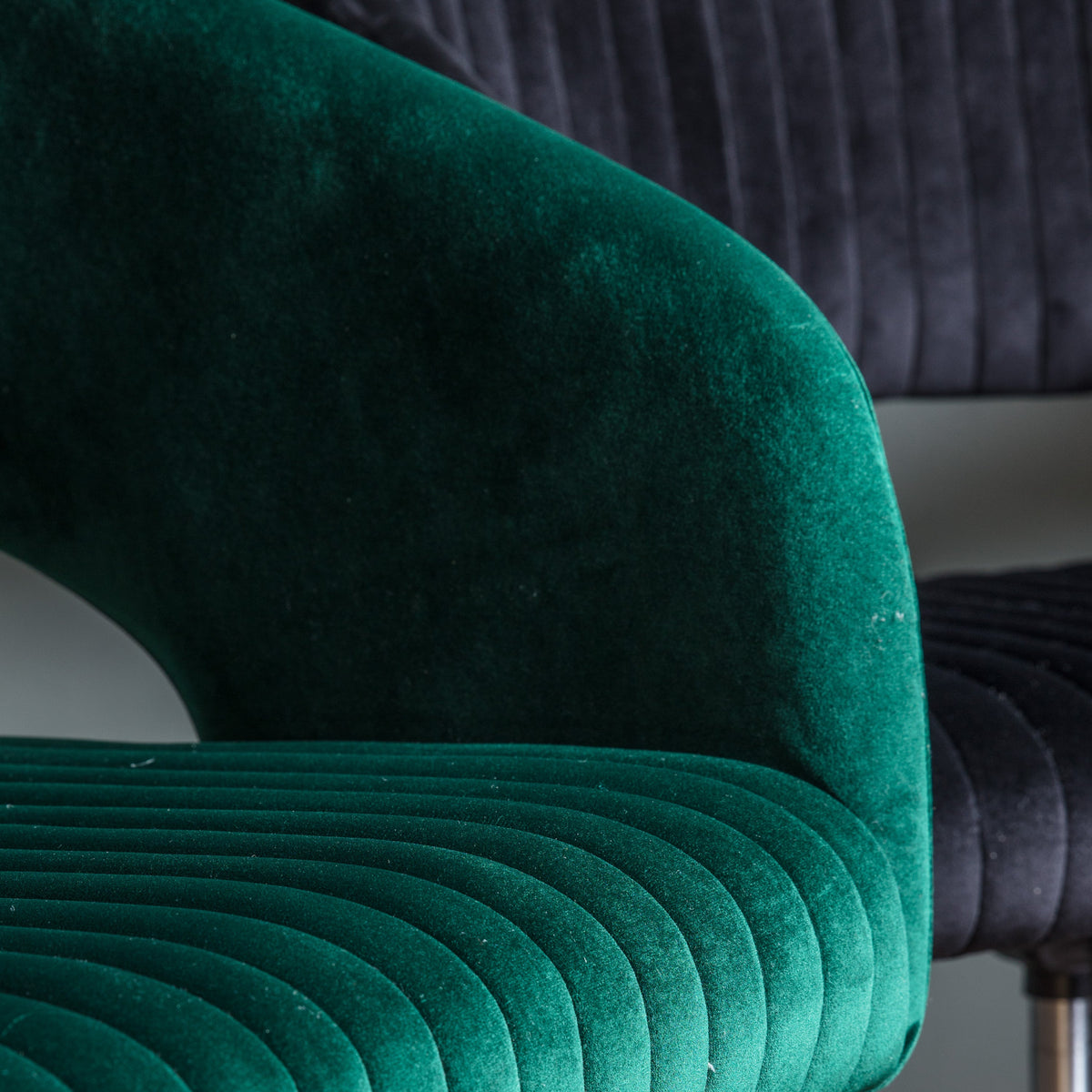MURRAY green velvet swivel desk chair with gold-toned castor base