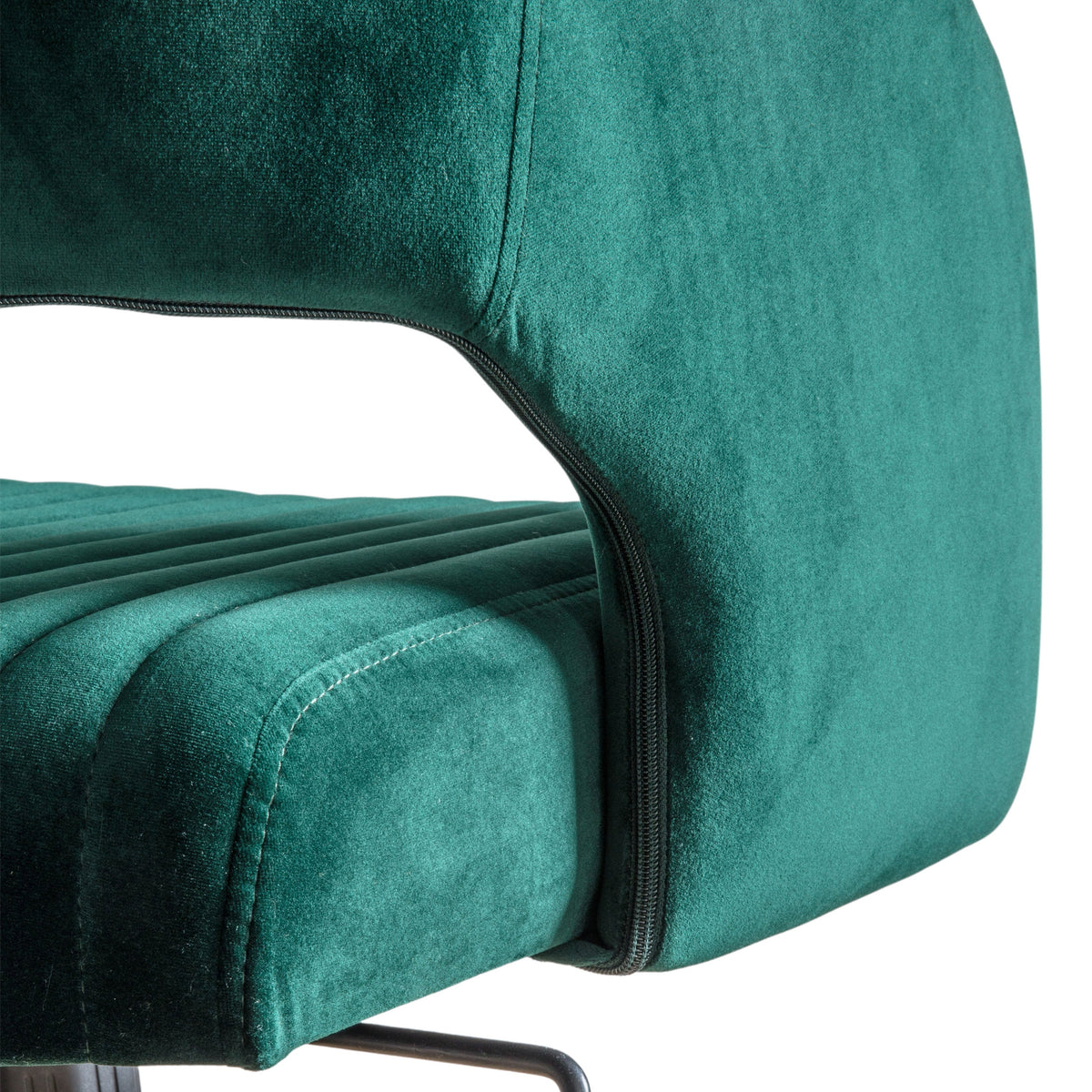 MURRAY green velvet swivel desk chair with gold-toned castor base