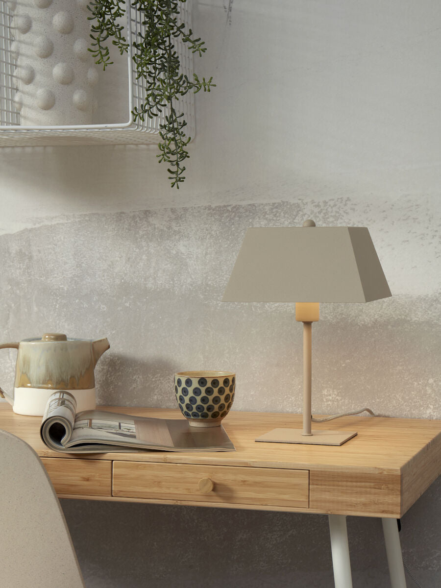 Perth retro inspired table lamp in sand finish | malletandplane.com