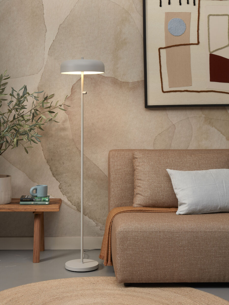 Porto metal floor lamp in matte light grey finish | malletandplane.com