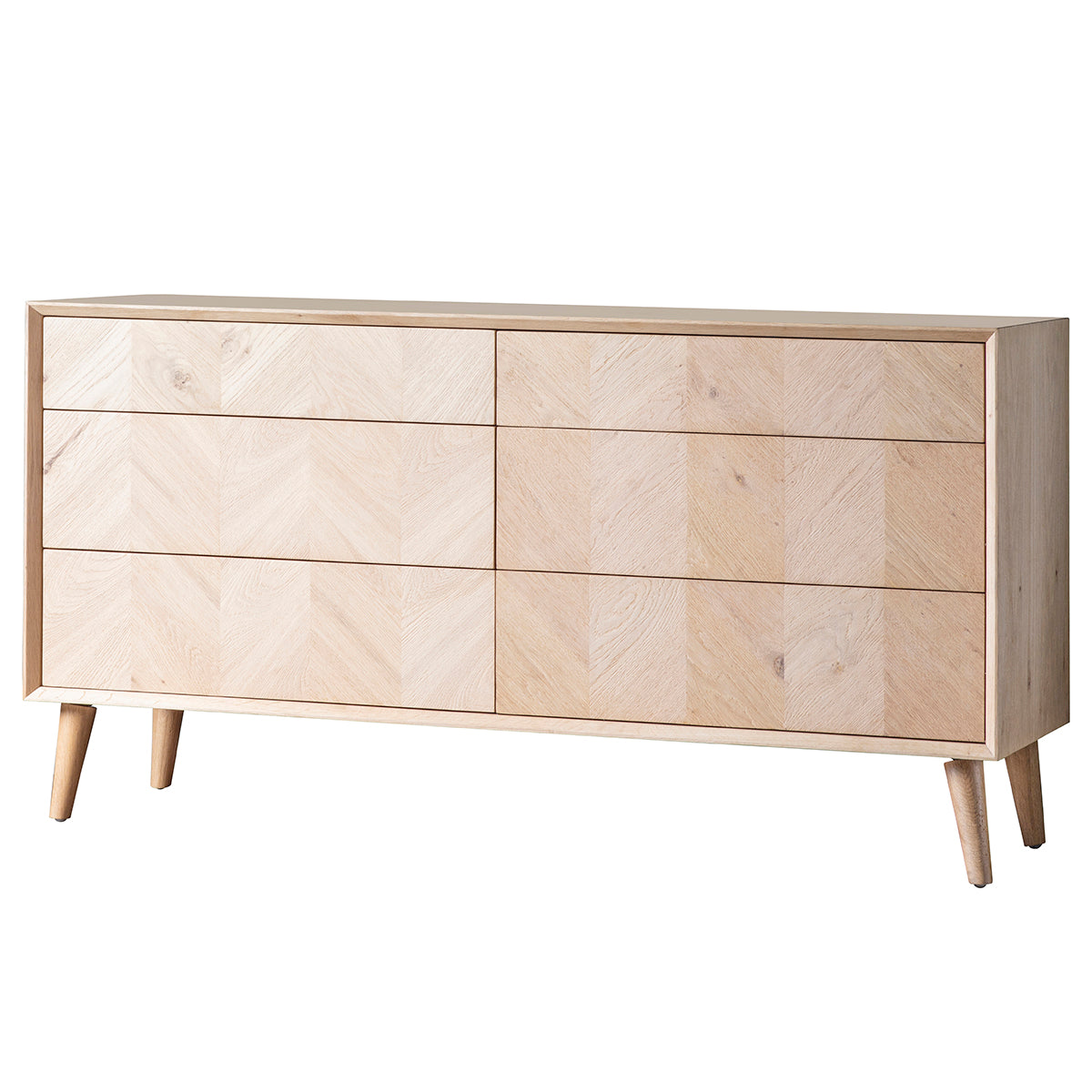 Jakob 6 drawer chest of drawers in light oak | MalletandPlane.com