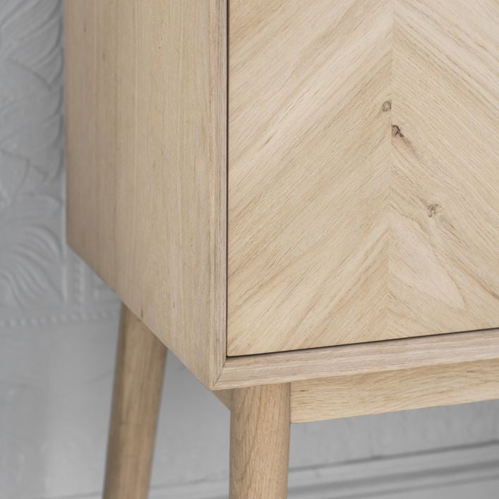 Jakob Drinks Cabinet in chevron inlaid oak | MalletandPlane.com