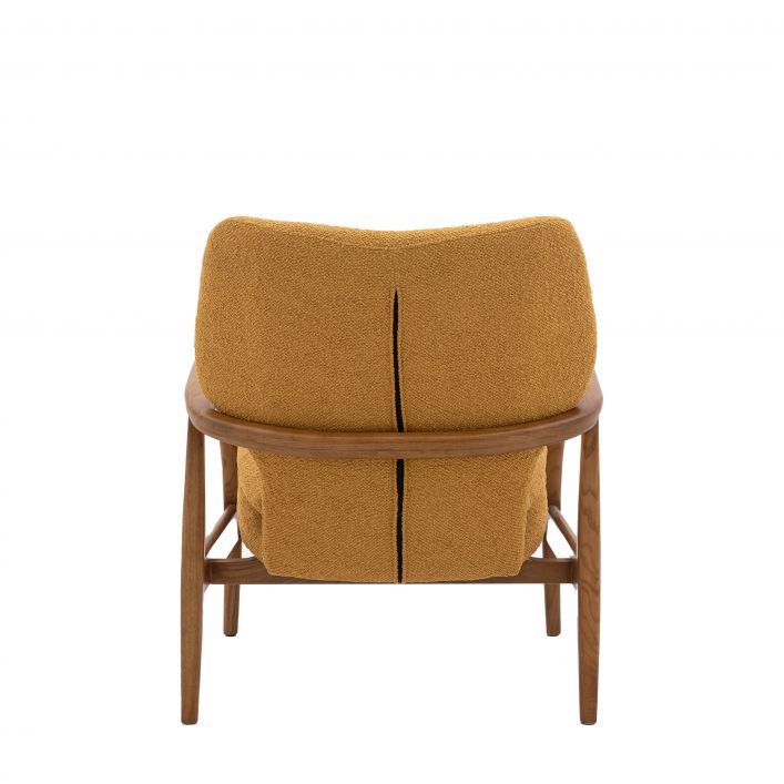 Arny Mid Century Style Small Armchair in Ochre linen with button detail | MalletandPlane.com