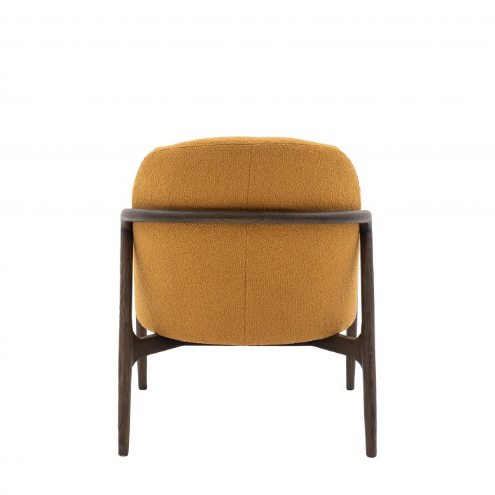 Finn Ochre Mid Century Armchair with dark wood frame | malletandplane.com