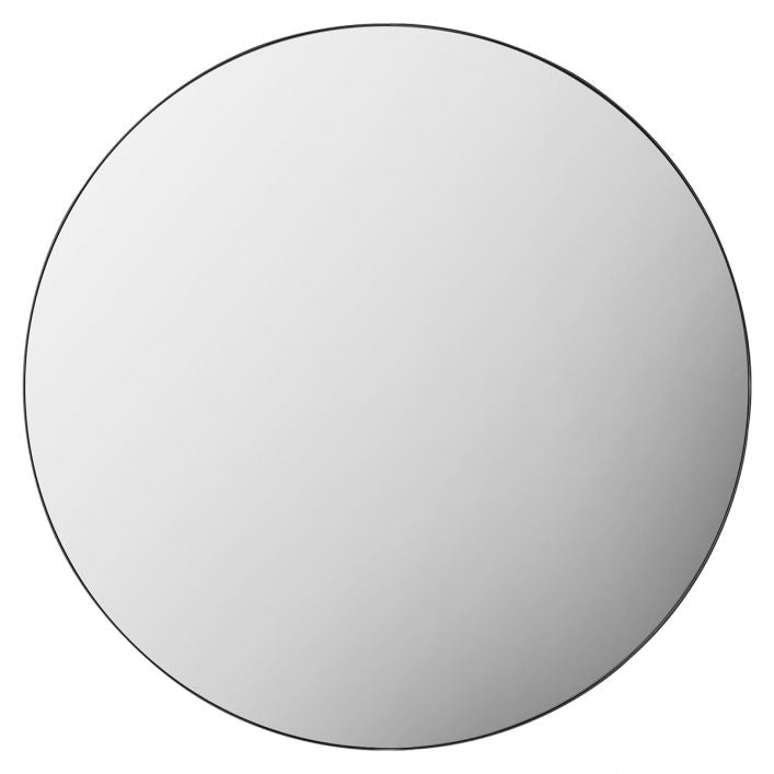 FITZ 100cm Round Wall Mirror with Slim Black Metal Frame | malletandplane.com