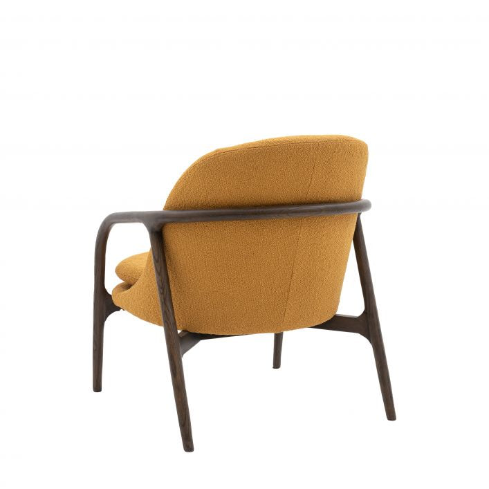 Finn Ochre Mid Century Armchair with dark wood frame | malletandplane.com