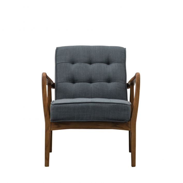 Ronson Mid Century Armchair with solid oak frame and grey weave upholstery | MalletandPlane.com