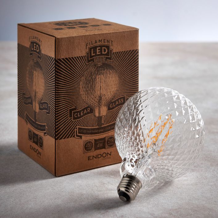 Faceted Clear Glass E27 LED Filament Bulb | malletandplane.com