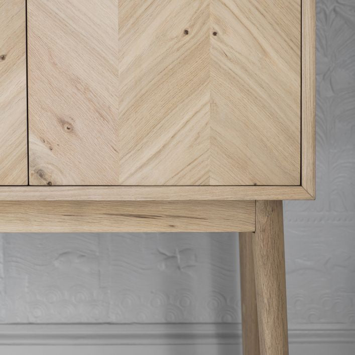 Jakob Drinks Cabinet in chevron inlaid oak | MalletandPlane.com