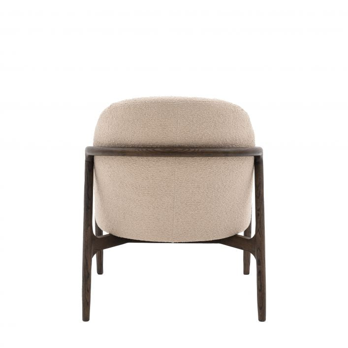 Finn Taupe Mid Century Armchair with dark wood frame| MalletandPlane.com