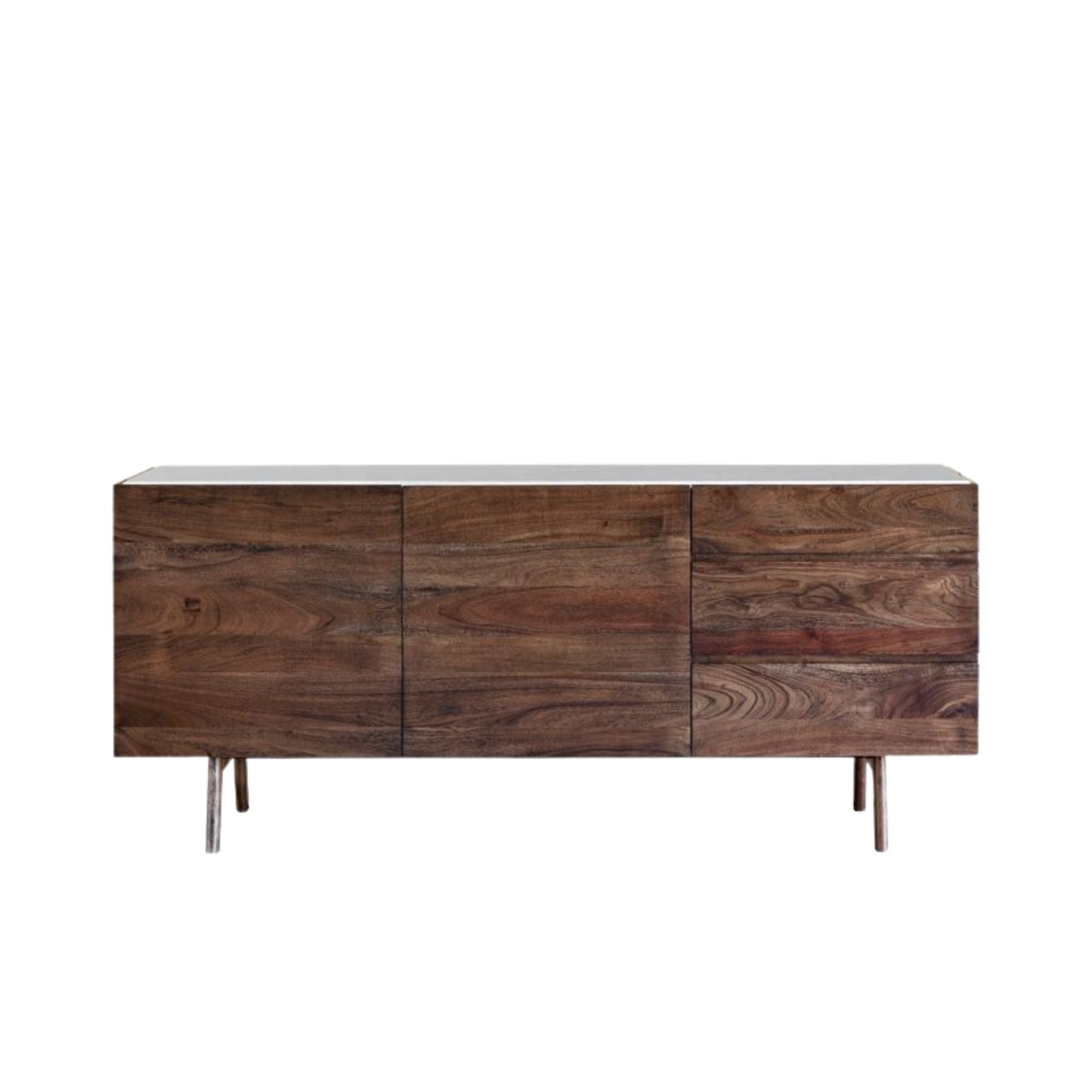 Fresca Mid Century Sideboard in Walnut with White Marble Top | MalletandPlane.com