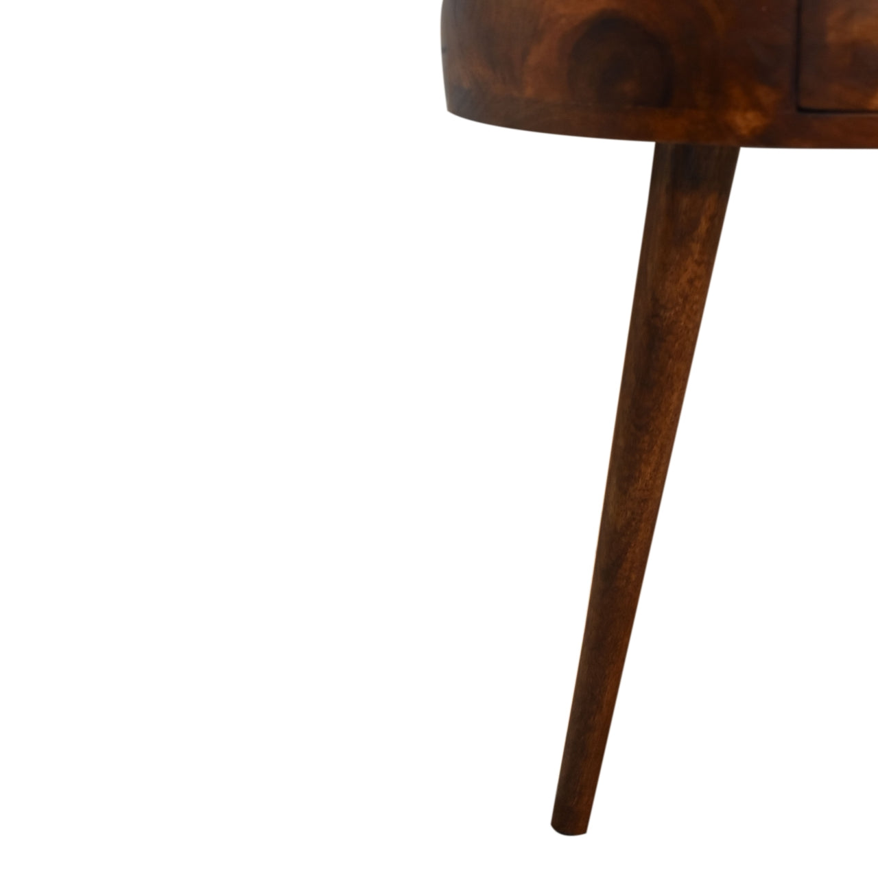 Century Crescent Bedside Table in Deep Chestnut with 1 x Drawer | malletandplane.com