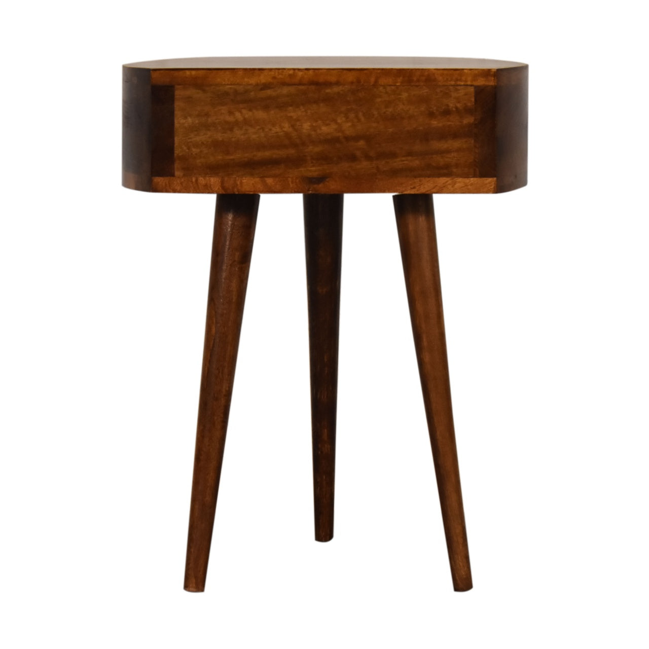 Century Crescent Bedside Table in Deep Chestnut with 1 x Drawer | malletandplane.com