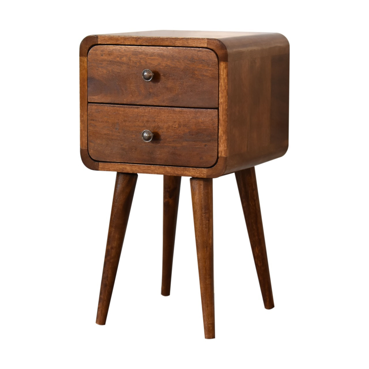 Century Handmade Solid Wood 2 drawer chestnut mini bedside table| malletandplane.com