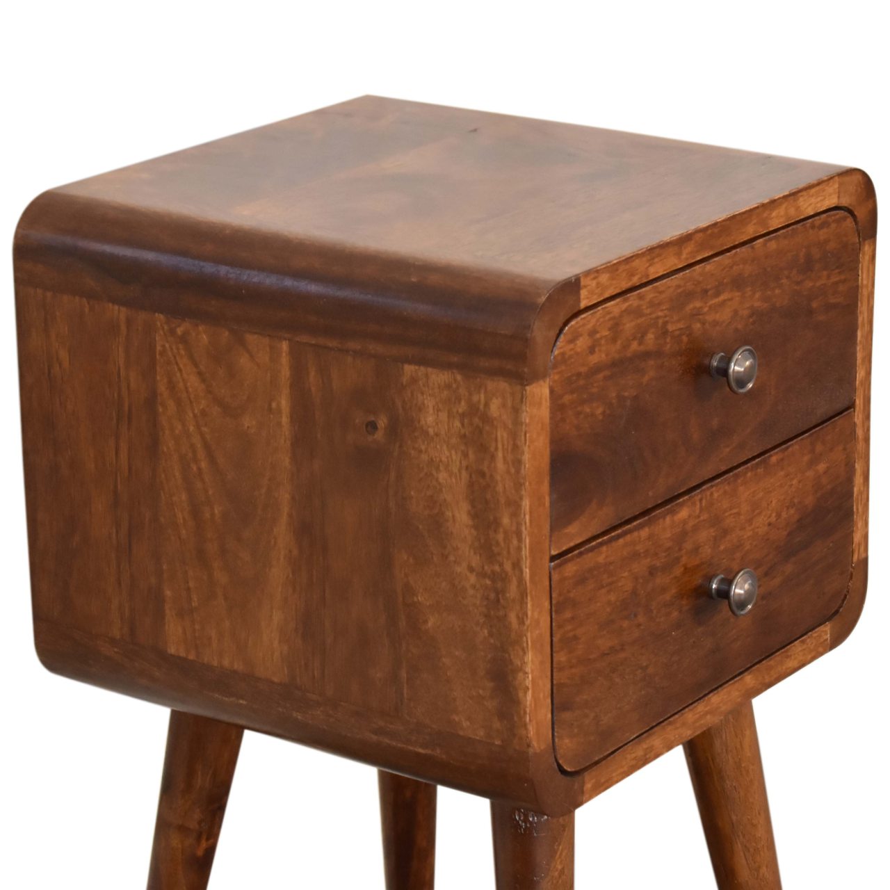 Century Handmade Solid Wood 2 drawer chestnut mini bedside table| malletandplane.com