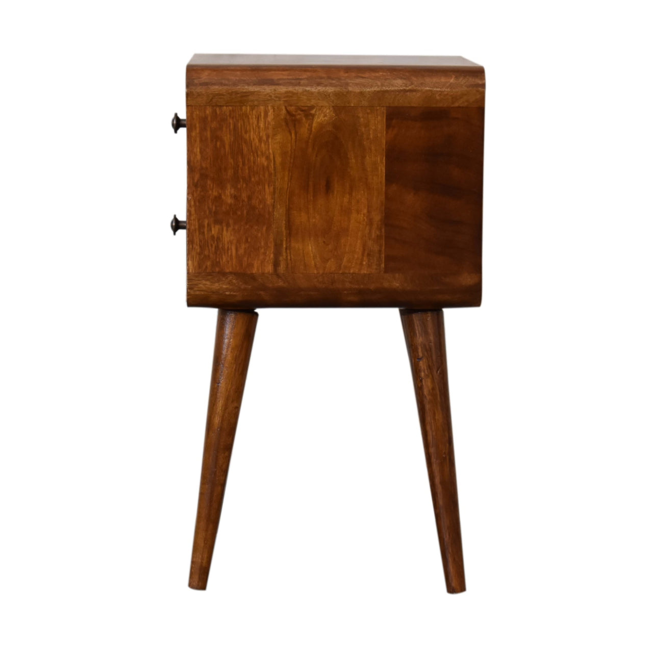 Century Handmade Solid Wood 2 drawer chestnut mini bedside table| malletandplane.com