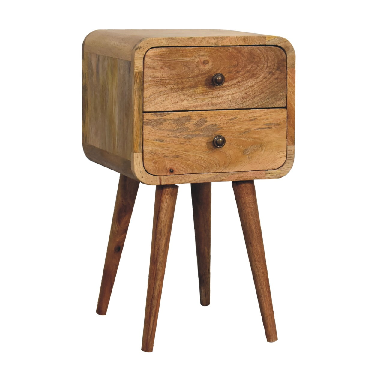 Modal handmade oak-ish 2 drawer narrow bedside table | malletandplane.com