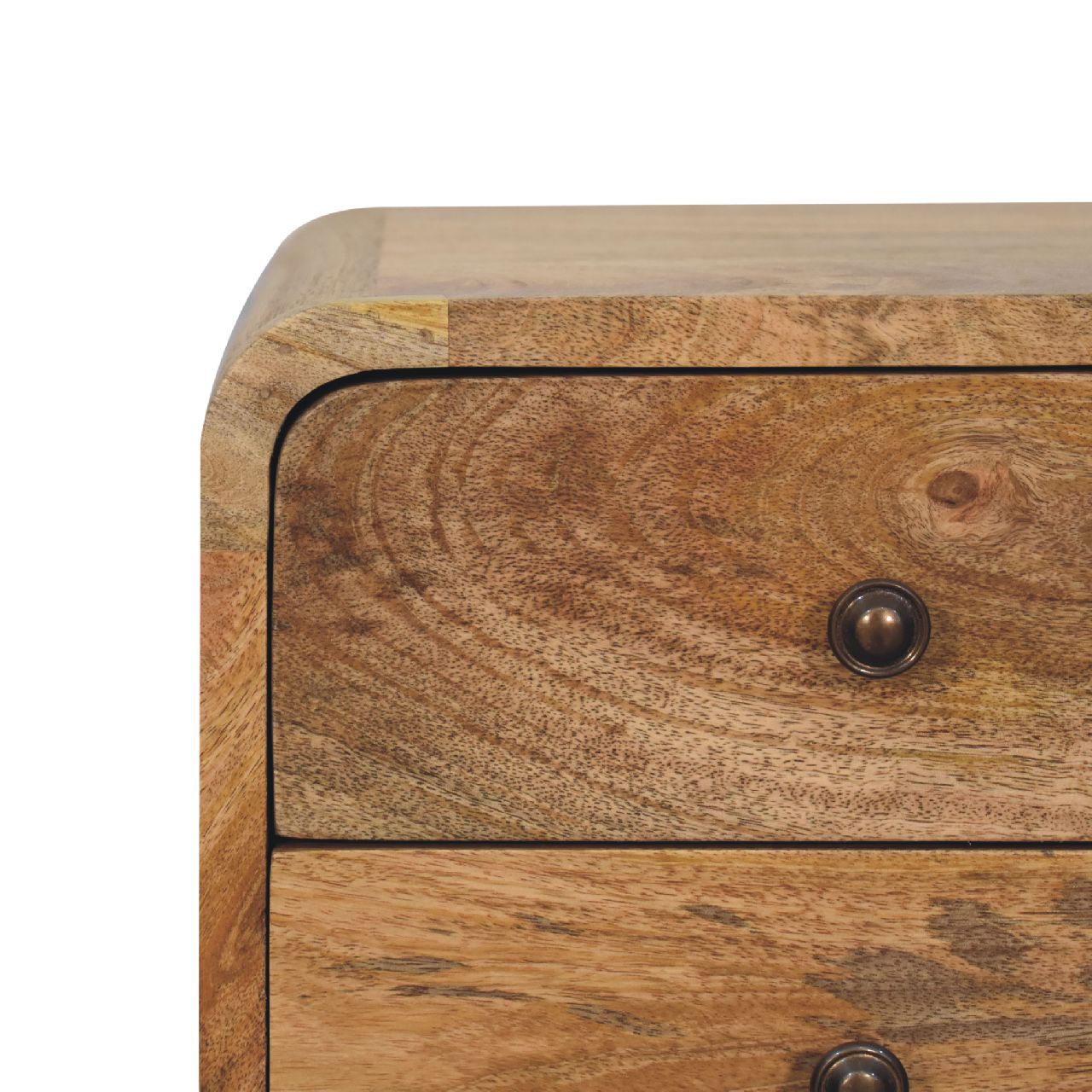 Modal handmade oak-ish 2 drawer narrow bedside table | malletandplane.com